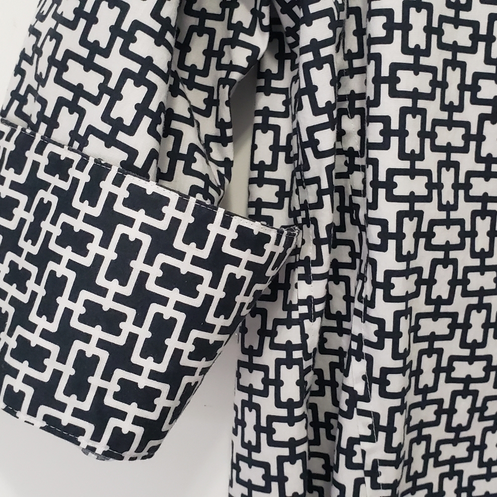 Foxcroft Black and White Notched Collar Button Down Shirt - Picture 6 of 10